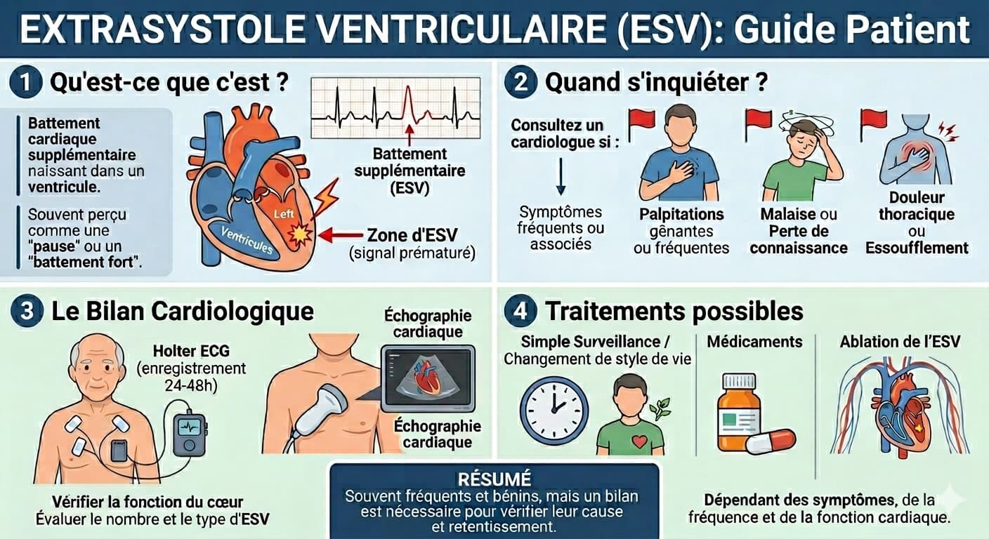 Extrasystoles ventriculaires : faut-il s’inquiéter ?